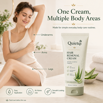 Quietqi Natural Gentle Hair Removal Cream | For Women & Men, Sensitive Skin