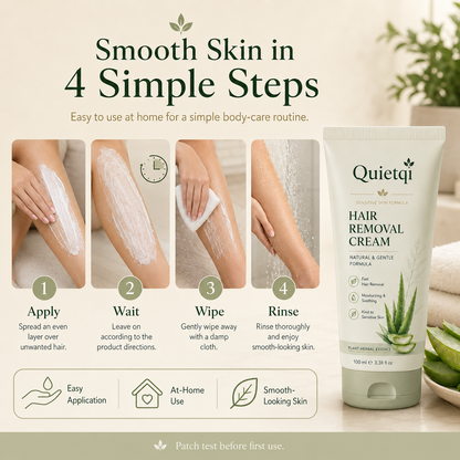 Quietqi Natural Gentle Hair Removal Cream | For Women & Men, Sensitive Skin